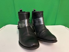 DIBA Womens 9M Black Gray Pull on Booties Leather Upper Ankle Boots