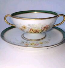 Tasse de collection 2 anses Porcelaine fine de Limoges Peinte Main signée Marsac