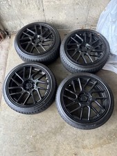 Set 4 Anovia Elder Gloss Black Wheels 18x8.5x18 +35 w/ Falken Tires *FREE SHIP*