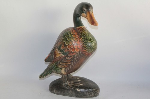 Ancien canard bois sculpté - canard,