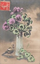 CP BIRD NEAR VASE TREFLES - 9002