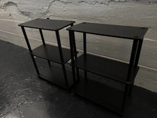 Espresso/Black Plastic 3-Shelf Etagere Bookcase with Open Back