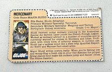 GI JOE ARAH Major Bludd 1983 Mail Away Brown Back Uncut File Card