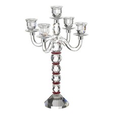 Chandelier 5 Branches "Annie" 49cm Transparent & Rouge