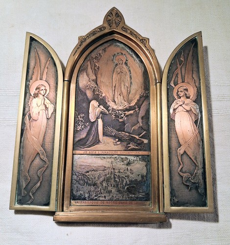 Triptyque laiton cuivre - triptyque,