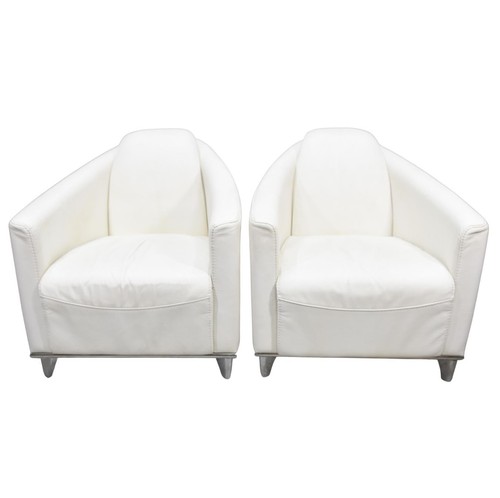 Fauteuils club cuir blanc - club,