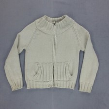 Veste Grosses Mailles Laine Moncler Femme M Beige Made in Italy Full Zip