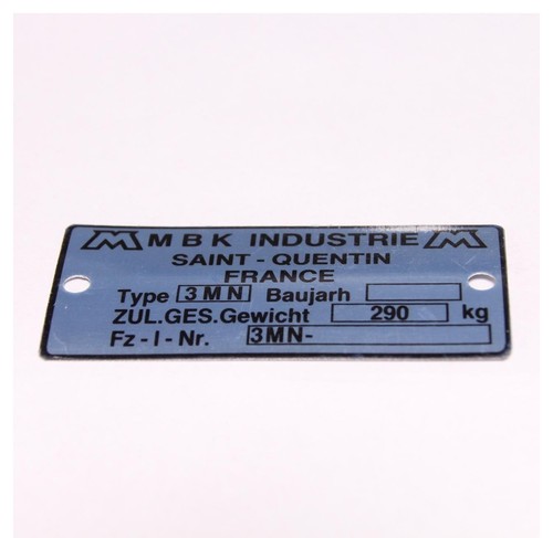Plaque identification - plaque, d'identification