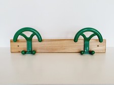 Vintage coat rack 2 hooks design Ghidini made in Italy green