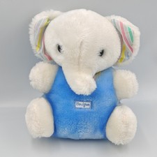 Peluche éléphant blanc bleu