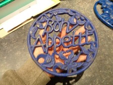 Antique Flat Underpants Casting Kitchen Table Painted in Blue Bon Appetit 