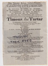 Georgian Playbill Flyer Theatre Royal Covent-Garden 1811 Timour, the Tartar