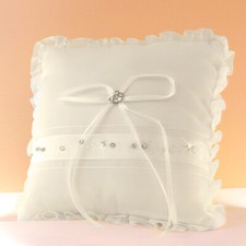 Coussin Mariage Porte Alliances Noeud Strass Ivoire NEUF