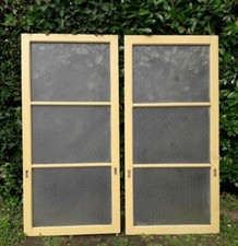 Paire portes coulissantes vitrées translucides anciennes antique sliding doors