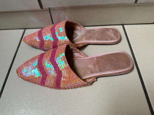 Mules babouche sequins rose - sequins,