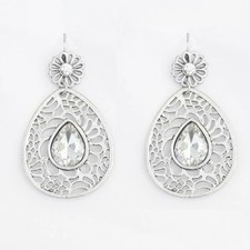 Boucles d'oreilles Temporelle argentés avec strass élégant