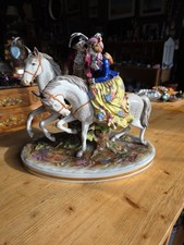 Grande figurine ancienne MZ Germany – Couple à cheval – Porcelaine peinte à...