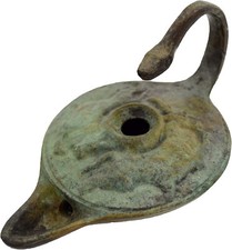 Bronze Oil Lamp with Snake and Bull Design - Ancient Greek Art - Lost Wax Method