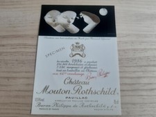 wine label Chateau Mouton Rothschild 1986 specimen wine label B stayed