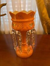 Vintage Pink Hand Painted Mantle Lustre with Prisms