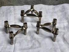 Ensemble de 3  grands bougeoirs Nagel  tous en métal chromé années 60