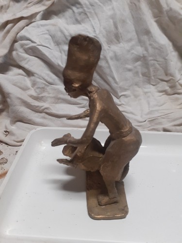 Statuette africaine bronze - statuette,