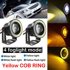 3" 76mm Yellow LED COB Fog Light Lamp Projector Lens Bulb DRL Angel Eyes Halo CC
