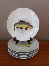 6 FRENCH PORCELAIN FISH PLATES DIFFERENT FISH DECOR AND RELIEF""
