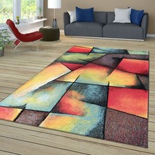 Tapis Pile Courte Chambre Adulte Salon Modern Motif Geometrique Moucheté 3D Mult