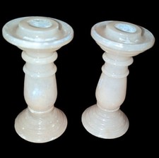 Lot De 2 Bougeoirs En Albâtre