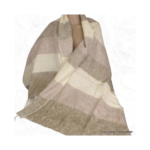 Châle nepalais rayures beige