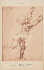 Antique postcard PAINTINGS PAINTING PAINTER RAPHAEL children's study florence