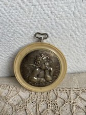 Ancien Médaillon De Berceau Rond Decor Ange Raphaël Signe Sd Deco Rétro 