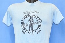 vtg 80s RIVER CITY BLUEGRASS FESTIVAL KRAK RADIO OLYMPIA BEER t-shirt SMALL S