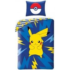 Parure de lit Pokemon Pikachu 100% Coton Housse de Couette Réversible 140x200...