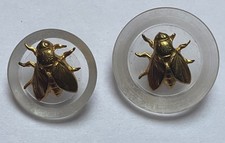 Antique button set 2 bees 2 sizes Ø 18 and 21 mm
