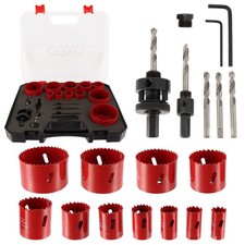 Coffret scie cloches Bi-métal HSS - 17 pièces - Diamètre 20 à 68 mm - Profondeur