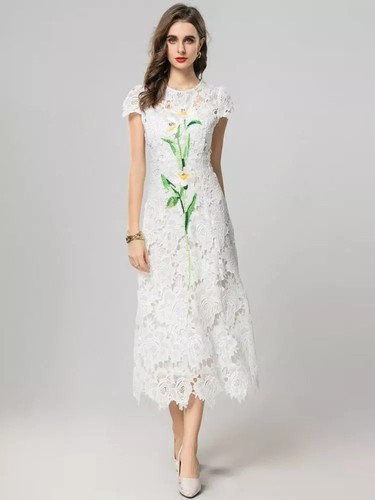 Robe longue blanche - blanche, en