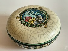 Ancienne Bonbonnière  en émaux de  LONGWY  Décor au coq