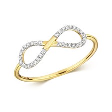 Bague Infini Femme Or Jaune 9 k/carat et Diamant 0.10 Carat