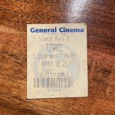 Titanic Movie Ticket Stub.  RARE! 1998 General Cinema