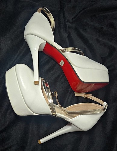 Talons hauts blanc rouge - talons, or