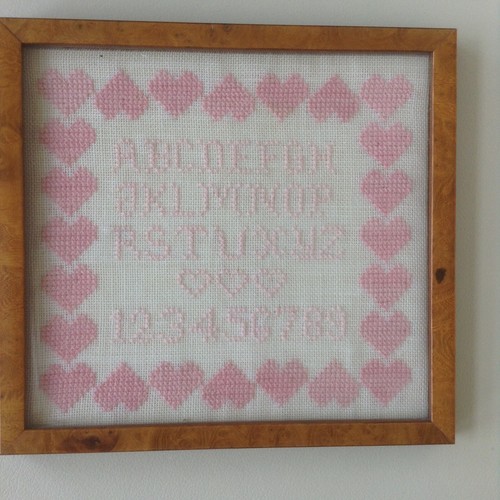 Abécédaire rose broderie - rose,