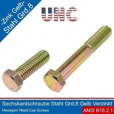 Hex Head Bolt 3/8-16 UNC Steel Grade 8 Yellow Zinc Plated |