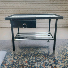 Table cuir Jacques Adnet Paris 1950 Chevet Table d'appoint moderniste