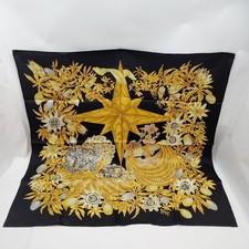NO TARIFF Hermes scarf Carre 90   Black Silk100% 4152443