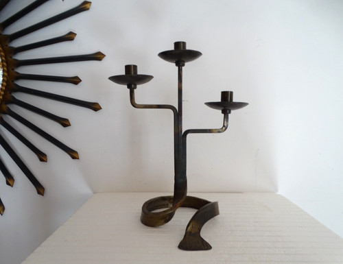 Bougeoir chandelier fer - , forgé
