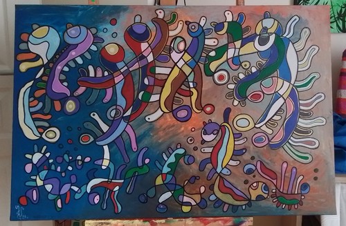 Lot peintures abstraites - 4,