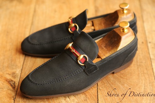 Mocassins gucci bleu daim - daim, brut