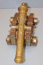 -ANCIEN CANON de décoration en BRONZE CHARIOT BOIS déco VITRINE COLLECTION   D